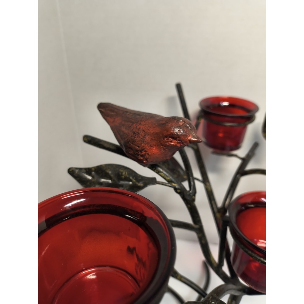 Vintage Metal Tree W Red Birds Tealight Candle Holder Centerpiece Cracker Barrel - Picture 6 of 7